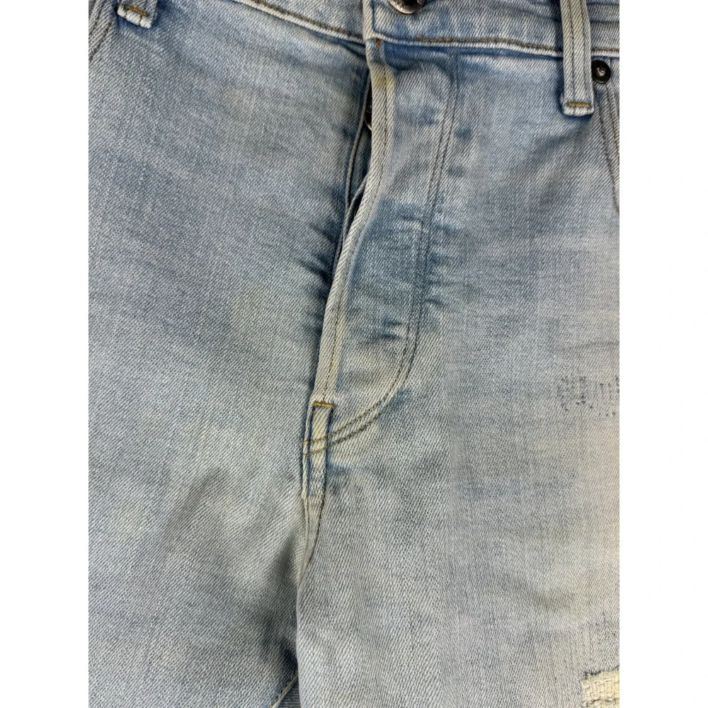 G-Star RAW 3301 Slim Light Wash Distressed Ripped Repaired Jeans Mens 33x28.5